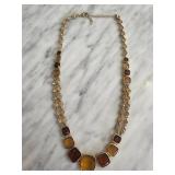 Multicolor Faceted Stone Necklace with Chain