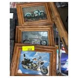 Three Framed Motorcycle Prints