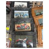 Four Framed Motorcycle Prints