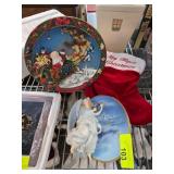 Decorative Christmas Plates and Stocking