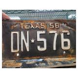 Texas 1958 Metal License Plate