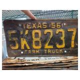 Texas 1956 Farm Truck License Plate