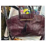 Brian Atwood Burgundy Textured Handbag
