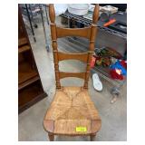 Wooden Ladder-Back Chair With Woven Seat