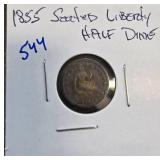 1855 Seated Liberty Half Dime