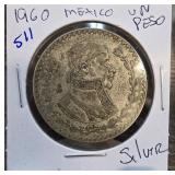 1960 Mexico Un Peso Coin