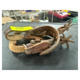 Metal Spurs with Leather Straps
