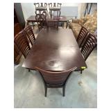 Dining Table With Six Chairs in Dark Wood Finish