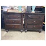 Wooden Three-Drawer Nightstands