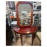 Wood Console Table with Octagonal Mirror