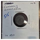German 10 Reichspfennig Game Piece Coin