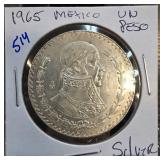 1965 Mexican Un Peso Coin