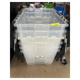 Six Clear Plastic Storage Bins