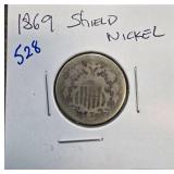 1869 Shield Nickel Coin