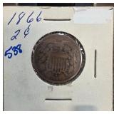 1866 Two-Cent Piece Coin