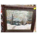 Oil Painting by W. Kreising of Winter Landscape