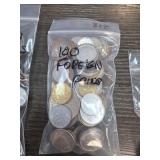 Bag of 100 Assorted Foreign Coins