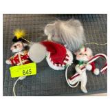 Annalee Christmas-Themed Cat and Mouse Figurines