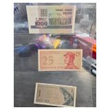 3 International Banknotes, Mixed Denominations