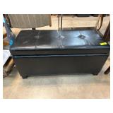 Black Faux Leather Storage Ottoman