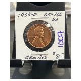1953-D Lincoln Wheat Cent Gem Red MS 65/66