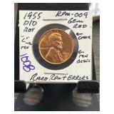 1955-D/D Lincoln Wheat Cent With RPM and DDO Error