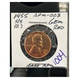 1955-S/S Lincoln Cent RPM-003 Gem Red