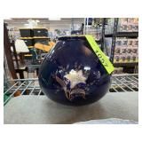 Cobalt Blue Vase with Gold Floral Design