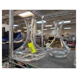 Two Clear Glass Wine Decanters