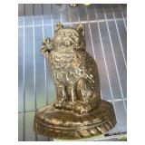 Cast Metal Cat Doorstop with Raised Paw