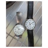 Two Timex Analog Watches with Metal and Leather Ba