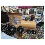 Wooden Train Coin Bank with Glass Window