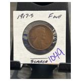 1917-S Lincoln Wheat Cent in Fine Condition