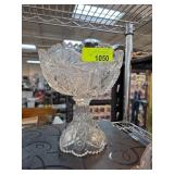 Cut Glass Pedestal Bowl with Intricate Patterns