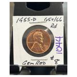 1955-D Lincoln Wheat Cent Gem Red