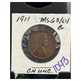 1911 Lincoln Wheat Cent MS63/64