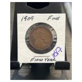 1909 Lincoln Wheat Cent, First Year