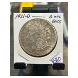 1921-D Morgan Silver Dollar, AU Condition