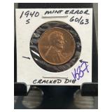 1940-S Lincoln Cent Mint Error Coin