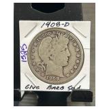 1908-D Barber Half Dollar in Holder