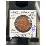 1942-D/D Lincoln Wheat Cent ' Gem Red Condition
