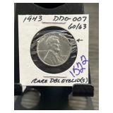 1943 Lincoln Wheat Cent DDO 007 Error Coin