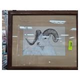 Framed Wall Sheep Sketch by Alexander B.