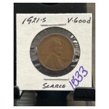 1921-S Lincoln Wheat Cent in Holder