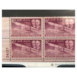 1949 US Airmail Wright Brothers Plate Block Stamps