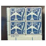 1958 US C51 Plate Block Airmail Stamps