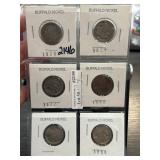 Six Buffalo Nickels