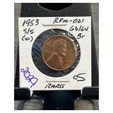 1953-S/S Lincoln Cent RPM-021 Doubled Die Coin