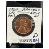 1960-D/D Lincoln Cent RPM-062 With D/D Variety