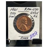 1961-D/D Lincoln Cent RPM-030 DDO, Rare